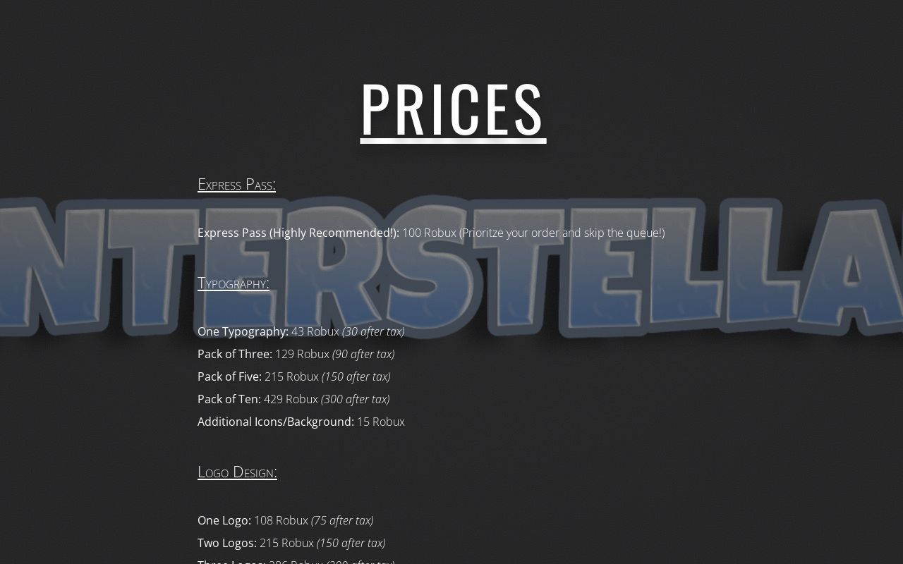 Interstellar Prices